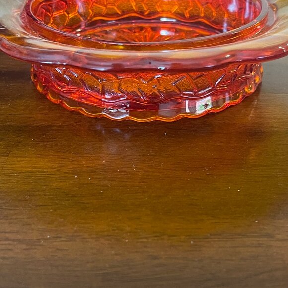 Vintage Amber Glass Red Orange Candy Dish Bottom - Picture 3 of 5